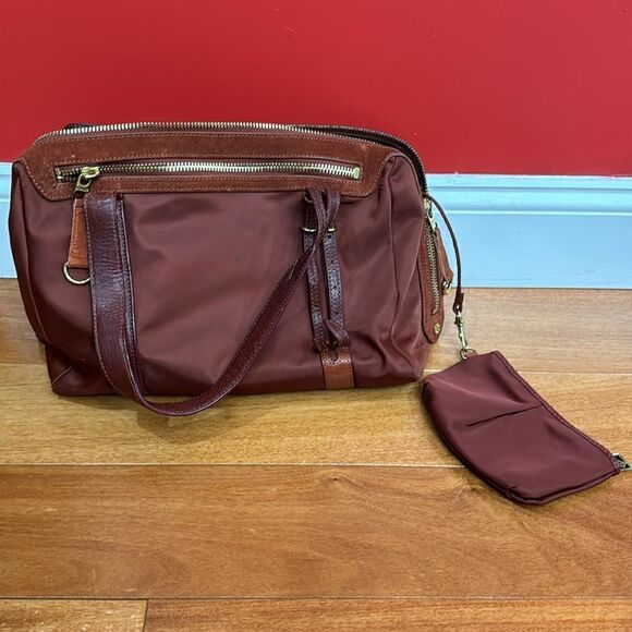 MZ Wallace adjustable double strap nylon suede and leather tote bag with purse - Picture 1 of 16